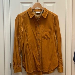 Anthropologie Button Down Corduroy Shirt Sz 8
